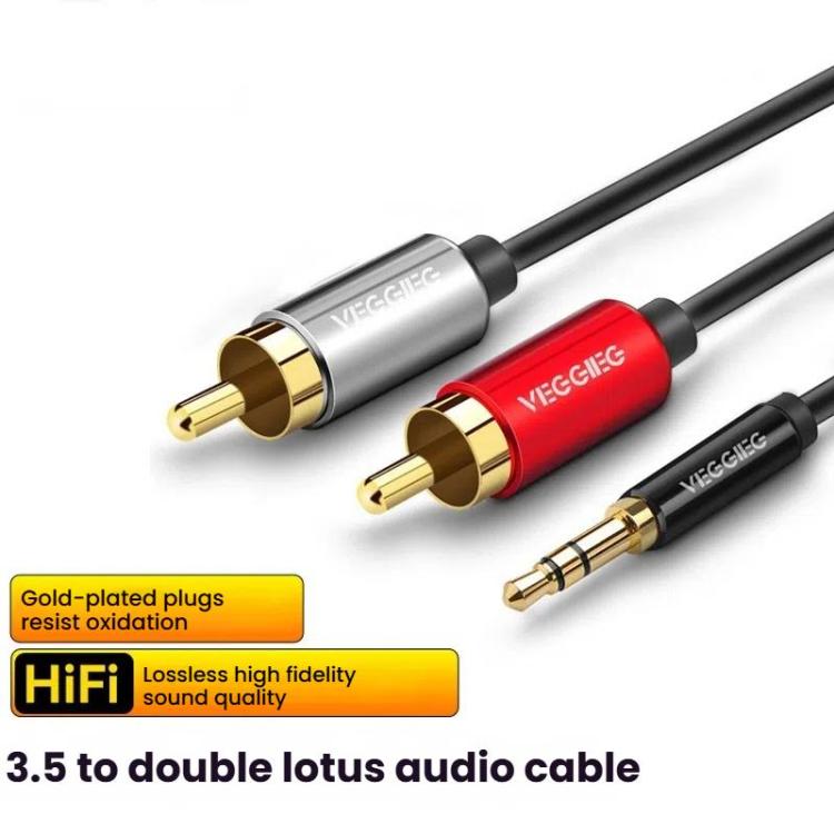 VEGGIEG 3.5mm 3.5 To 2RCA Audio Cable Cell Phone Computer Speaker Connection Cable, 1m, 1.5m, 2m, 3m, 5m, 8m, 10m, 15m, 20m