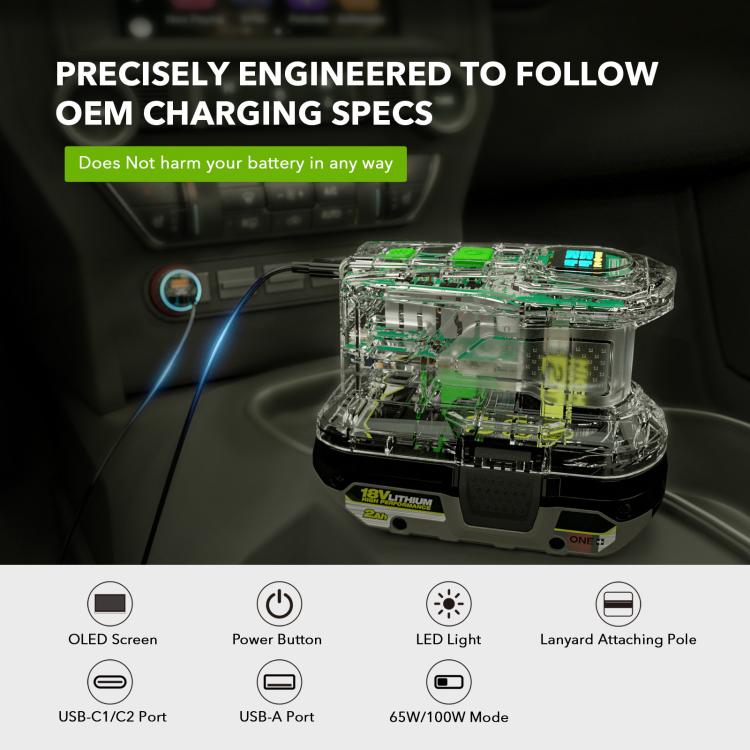 For RYOBI 18V Lithium Battery 100W Fast Charger & 145W Discharge Power Station, PSC, PSC-OB, PSC Pro, PSC Pro -OB, PSC Pro Max, PSCPM-OB