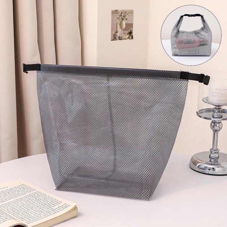 Borsa da toilette in rete EVA impermeabile, portatile, ideale per i viaggi, perfetta per bagno, palestra, piscina, per il trucco e come borsa da bagno, con chiusura a fibbia., Large Transparent Gray, Small Transparent Gray, Large Transparent White