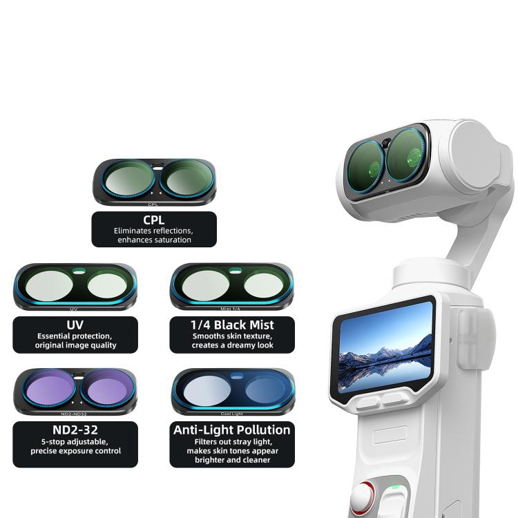 Filtro magnetico per obiettivo Insta360 Luna Ultra aMaginsn, Adj CPL/UV/Black Mist/VND2-32/LPR, Adj CPL/UV/Black Mist/VND2-32, Adj CPL/VND2-32, ND8/16/32/64/128, Adjustable CPL Filter, 1/4 Black Diffusion, LPR, VND2-32, ND8, ND16, ND32, ND64, ND128
