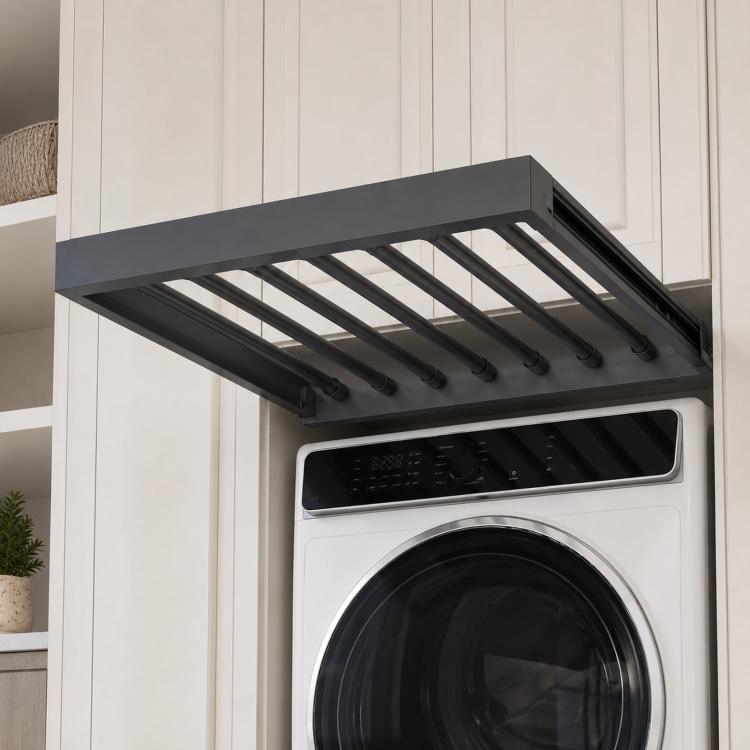 Stendibiancheria estraibile in alluminio per lavatrice, 7 Rods Soft-Close 44x56-61cm Gray, 7 Rods Soft-Close 44x56-61cm White, 7 Rods Soft-Close 49x56-61cm Gray, 7 Rods Soft-Close 49x56-61cm White, 7 Rods Soft-Close 54x56-61cm Gray