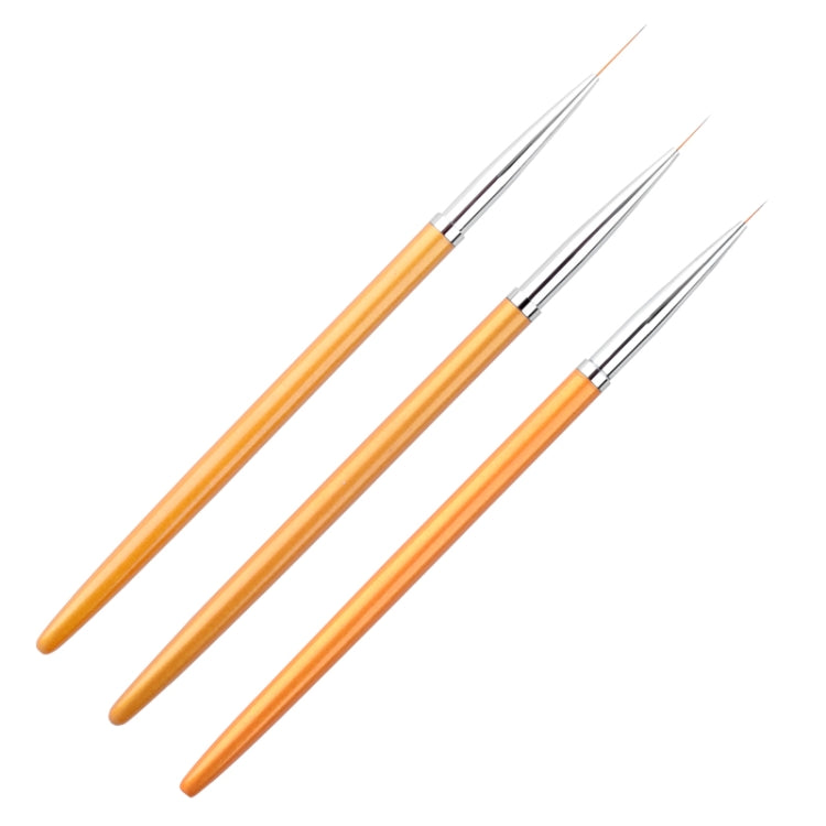 3 PCS Oro Nail Art Linee Pennello per pittura Pennello per gel UV professionale Punte per smalto Kit di strumenti per disegno manicure 3D Design