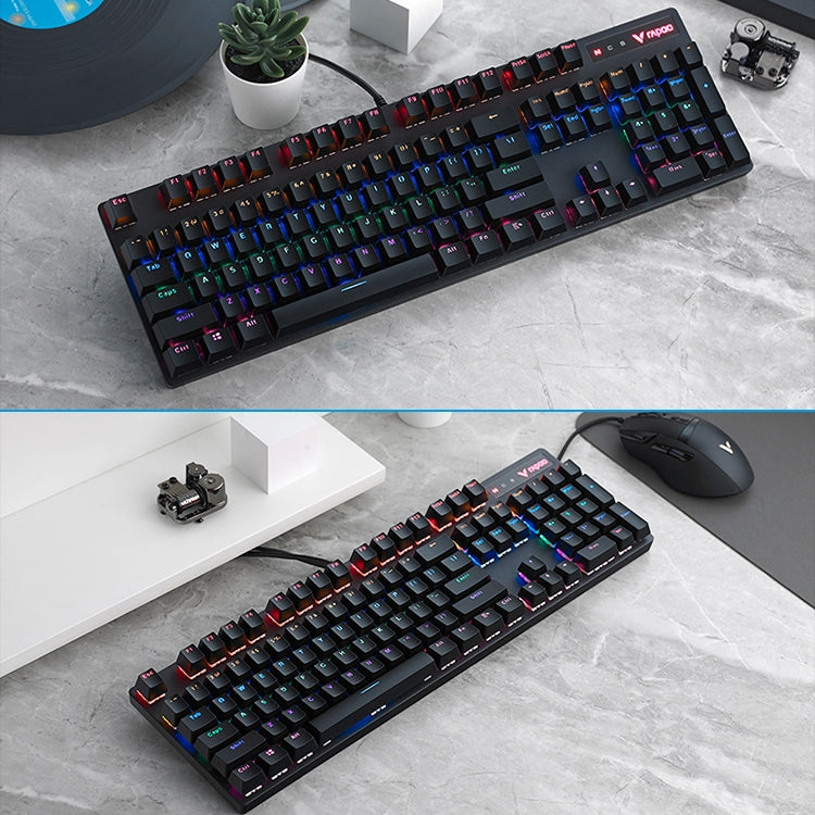 Rapoo V500 PRO Luce mista 104 tasti Desktop Laptop Gioco per computer Esports Office Home Digitazione Tastiera meccanica cablata, Black Shaft, Green Shaft, Tea Shaft, Red Shaft