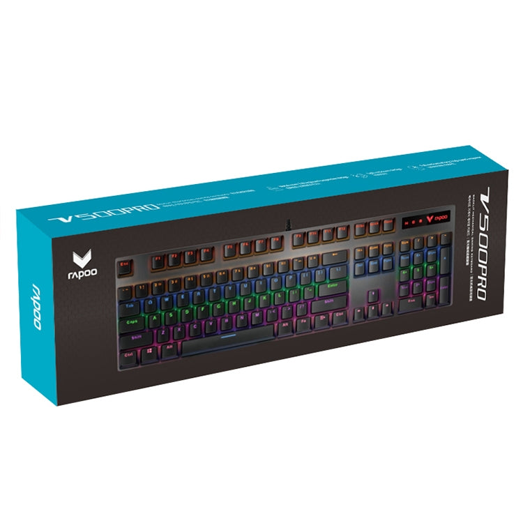 Rapoo V500 PRO Luce mista 104 tasti Desktop Laptop Gioco per computer Esports Office Home Digitazione Tastiera meccanica cablata, Black Shaft, Green Shaft, Tea Shaft, Red Shaft