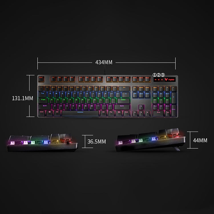 Rapoo V500 PRO Luce mista 104 tasti Desktop Laptop Gioco per computer Esports Office Home Digitazione Tastiera meccanica cablata, Black Shaft, Green Shaft, Tea Shaft, Red Shaft