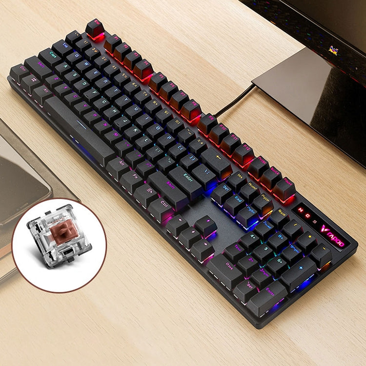 Rapoo V500 PRO Luce mista 104 tasti Desktop Laptop Gioco per computer Esports Office Home Digitazione Tastiera meccanica cablata, Black Shaft, Green Shaft, Tea Shaft, Red Shaft