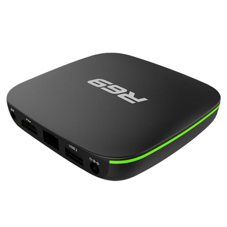 R69 1080P HD Smart TV BOX Lettore multimediale Android 4.4 con telecomando, Quad Core Allwinner H3, RAM: 1 GB, ROM: 8 GB, WiFi 2,4 G, LAN, spina europea, 1GB+8GB