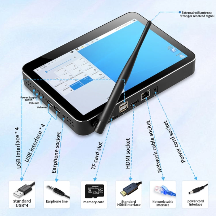Windows 10 Intel Atom Z3735F fino a 1,83 GHz, supporto WiFi e Bluetooth e scheda TF e HDMI e RJ45, X2 2GB+64GB