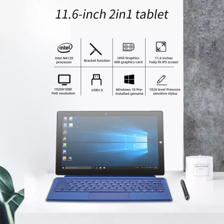 Windows 10, Intel Gemini Lake N4120 Quad Core fino a 2,6 GHz, con tastiera e penna stilo, supporto WiFi dual band, Bluetooth e scheda micro SD, 8GB+128GB+256GB