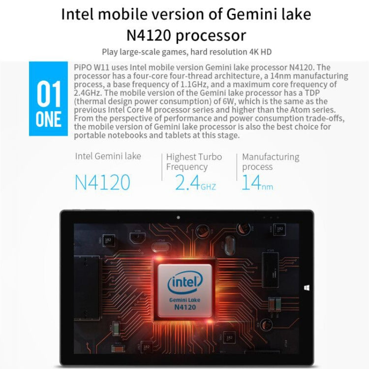 Windows 10, Intel Gemini Lake N4120 Quad Core fino a 2,6 GHz, con tastiera e penna stilo, supporto WiFi dual band, Bluetooth e scheda micro SD, 8GB+128GB+256GB