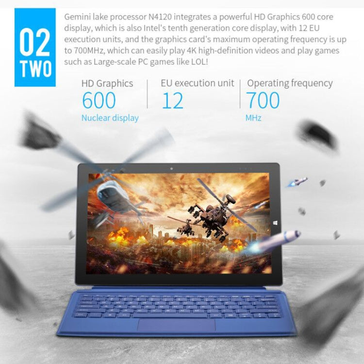 Windows 10, Intel Gemini Lake N4120 Quad Core fino a 2,6 GHz, con tastiera e penna stilo, supporto WiFi dual band, Bluetooth e scheda micro SD, 8GB+128GB+256GB