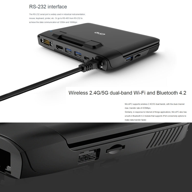 Windows 10 Intel Celeron N4120 Quad Core, supporto Dual Band WiFi e Bluetooth e scheda TF, spina americana, MicroPC 8GB+256GB US