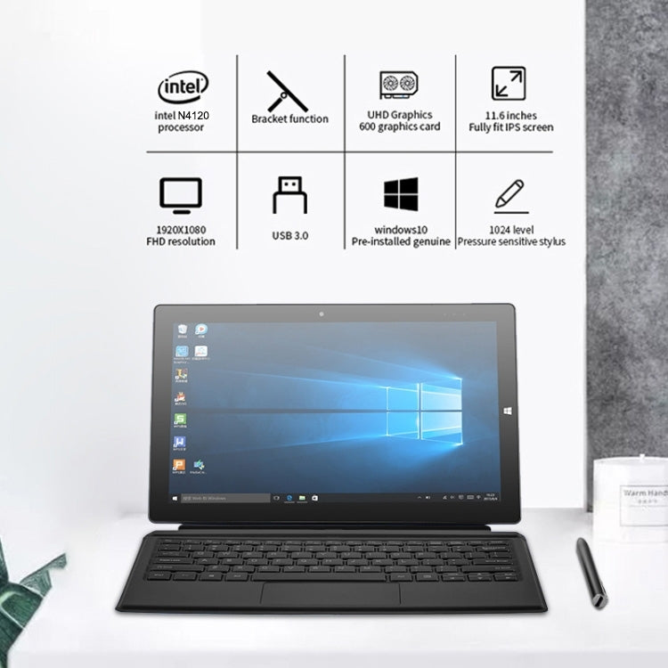 Windows 10, Intel Gemini Lake N4120 Quad Core fino a 2,6 GHz, con penna stilo tastiera non inclusa, supporto WiFi Dual Band e Bluetooth e scheda Micro SD, 8GB+128GB+512GB Not Keyboard