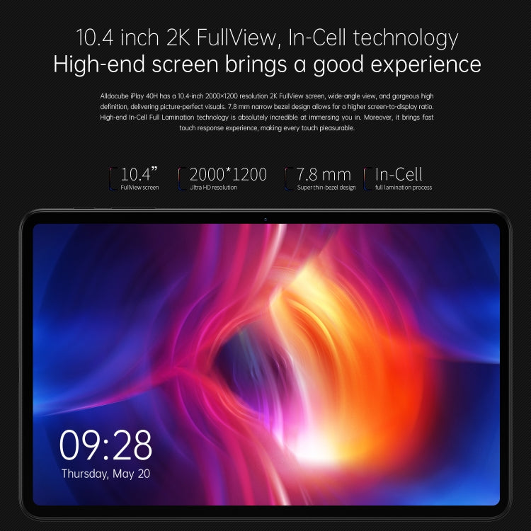 Android 10 UNISOC Tiger T618 Octa Core 2.0GHz, supporto GPS e Bluetooth e WiFi Dual Band e Dual SIM, iPlay 40H 8GB+128GB