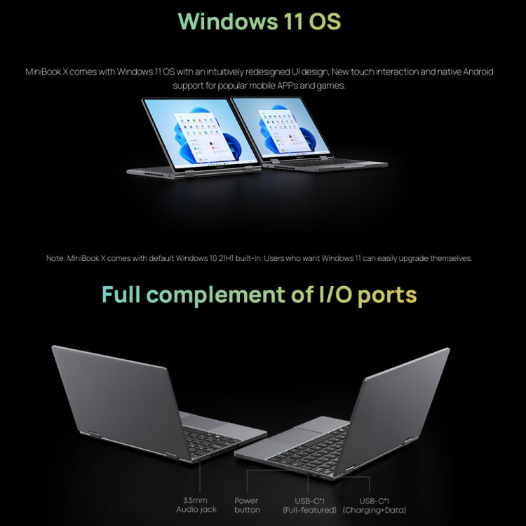 Windows 10, Intel Celeron N5100 Quad Core 1,1 GHz-1,8 GHz, supporto WiFi 6 / Bluetooth / scheda TF, spina europea, MiniBook 12GB+512GB