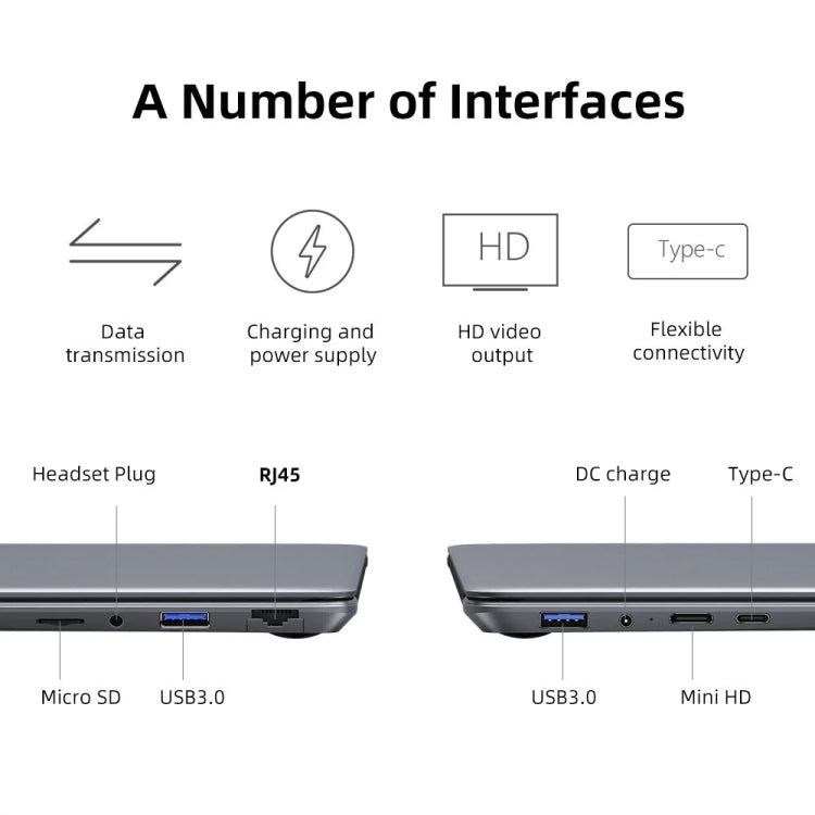 Windows 10, Intel Celeron J4125 Quad Core fino a 2,7 GHz, Supporto WiFi / Bluetooth / Estensione scheda TF / Mini HDMI (Grigio scuro), HeroBook Plus 8GB+256GB