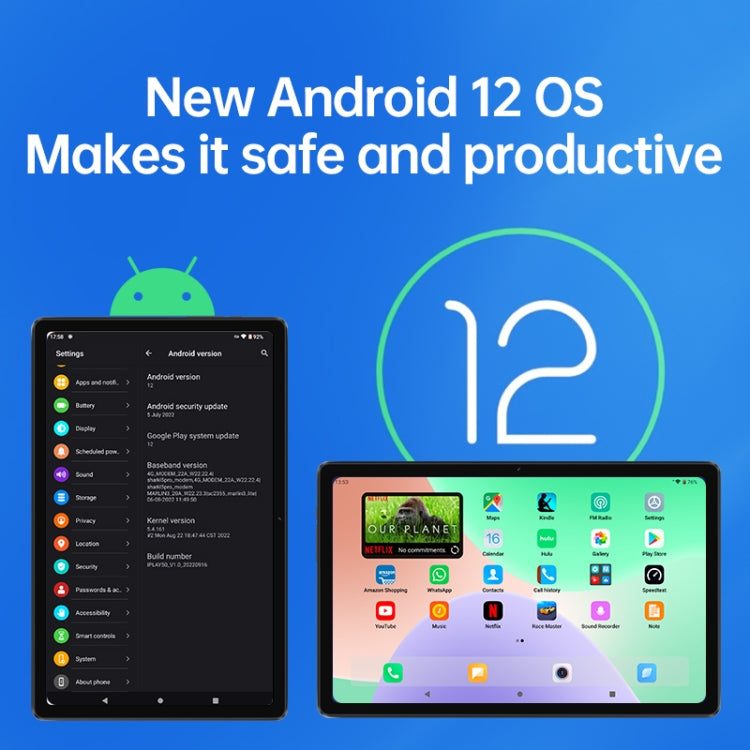 Android 12 UNISOC T618 Octa Core 2.0GHz, supporto GPS e BT e WiFi Dual Band e Dual SIM, iPlay 50 6GB+128GB