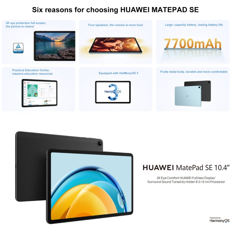 HarmonyOS 3 Qualcomm Snapdragon 680 Octa Core, supporto Dual WiFi/BT, rete: 4G, non supporta Google Play, 4G 6GB+128GB