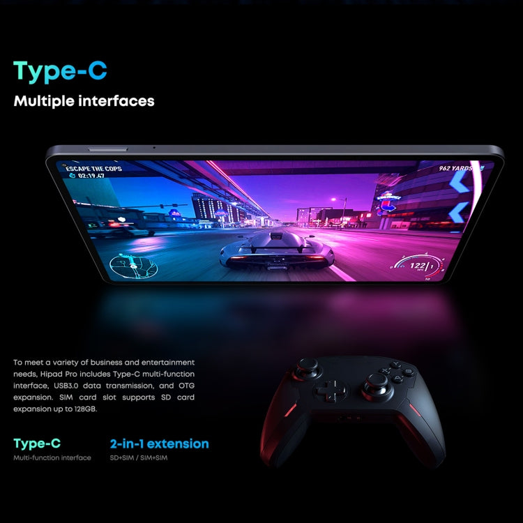 Senza tastiera, Android 11, Qualcomm Snapdragon 662 Octa Core fino a 2,0 GHz, supporto Dual SIM e Bluetooth e WiFi e scheda TF (nero + blu), HiPad Pro 8GB+128GB