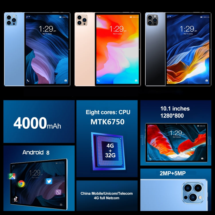 Android 8.0 MTK6750 Octa Core 1,8 GHz, doppia SIM, supporto GPS, OTG, Wi-Fi, BT, MTK6750 4GB+32GB, 4GB+32GB