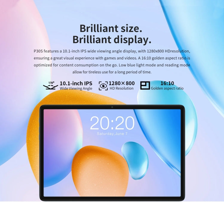 Android 12 MT8183 Octa Core, supporto Dual Band WiFi, Bluetooth e GPS, P30S 4GB+64GB