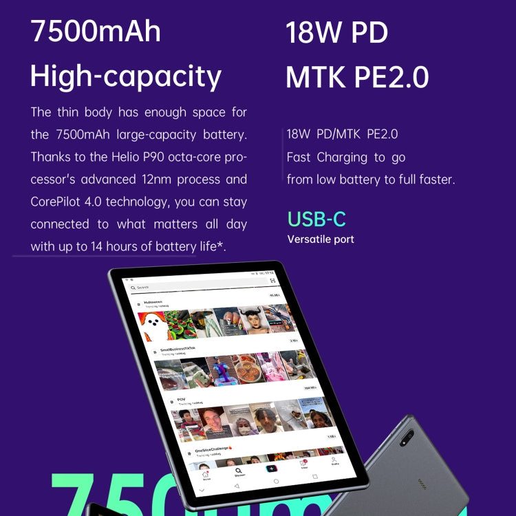 Android 11 MediaTek P90 Octa Core, nessuna tastiera, supporto per scheda TF e WiFi e Bluetooth dual band, spina europea (nero + grigio), X GAME 8GB+128GB