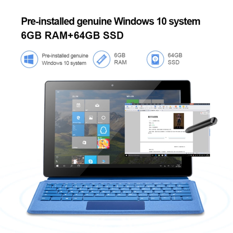 Sistema Windows 10, Intel Gemini Lake N4120 Quad Core fino a 2,6 GHz, senza tastiera e penna stilo, supporto Dual Band WiFi e Bluetooth e scheda TF e HDMI, spina americana, PiPO W10 without Keyboard & Stylus Pen