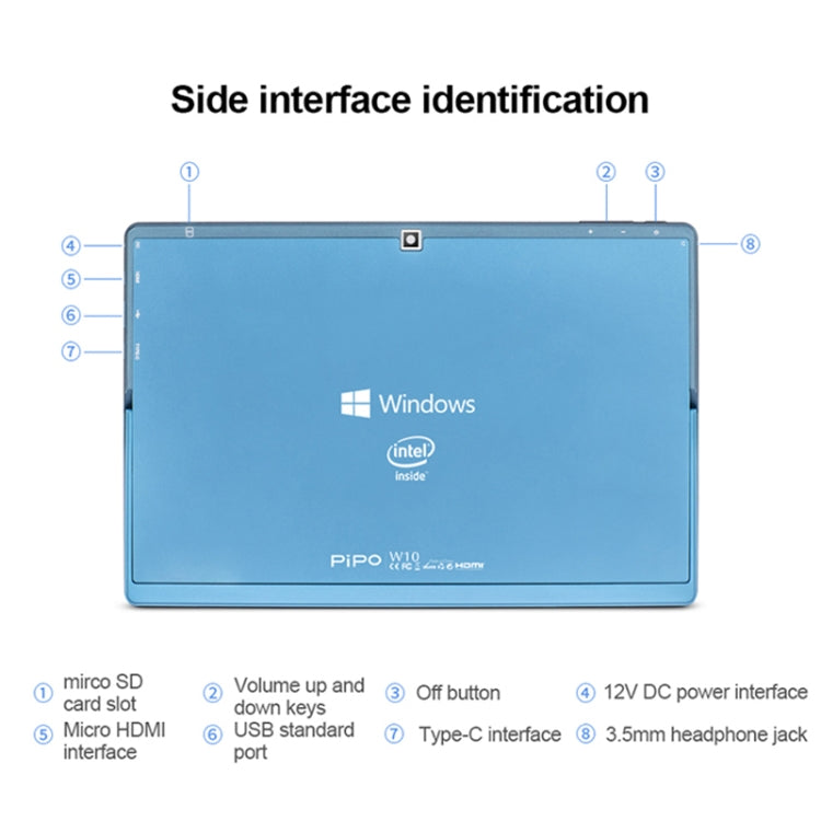 Sistema Windows 10, Intel Gemini Lake N4120 Quad Core fino a 2,6 GHz, con tastiera e penna stilo, supporto Dual Band WiFi e Bluetooth e scheda TF e HDMI, spina americana, PiPO W10 with Keyboard & Stylus Pen
