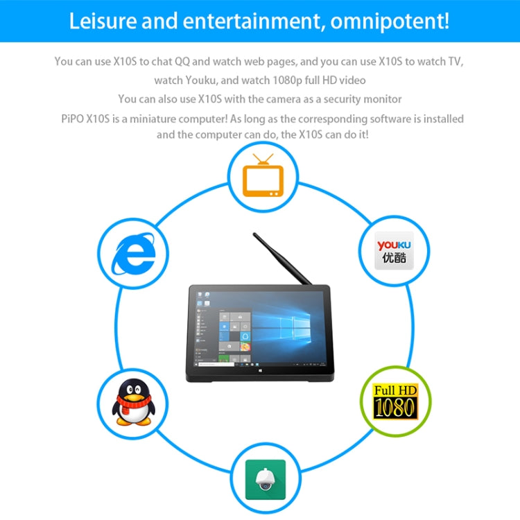 Windows 10 Intel Celeron J4125 Quad Core fino a 2,7 GHz, supporto WiFi e BT e scheda TF e HDMI e RJ45, spina americana, H10PRO 8GB+128GB