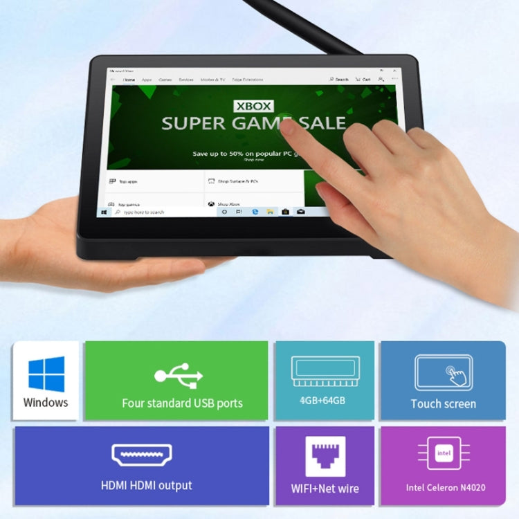 Windows 10 Intel Celeron N4020 Dual Core fino a 2,8 GHz, supporto WiFi e Bluetooth e scheda TF e HDMI e RJ45, spina americana, 4GB+64GB