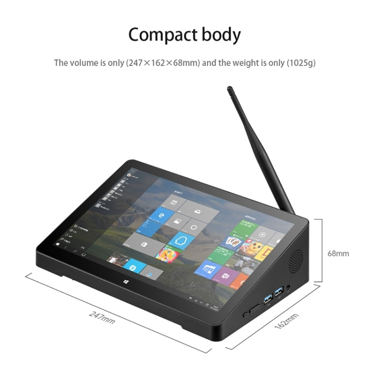 Windows 10 Intel Celeron J4125 Quad Core fino a 2,7 GHz, supporto WiFi e BT e scheda TF e HDMI e RJ45, spina americana, H10PRO 16GB+128GB+256GB