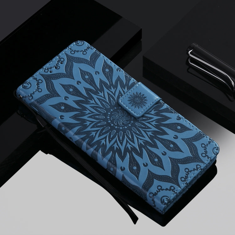 Per iPhone 11 Custodia in pelle PU a vibrazione orizzontale con motivo a girasole con stampa pressata, con supporto e slot per schede e portafoglio e cordino, For iPhone 11