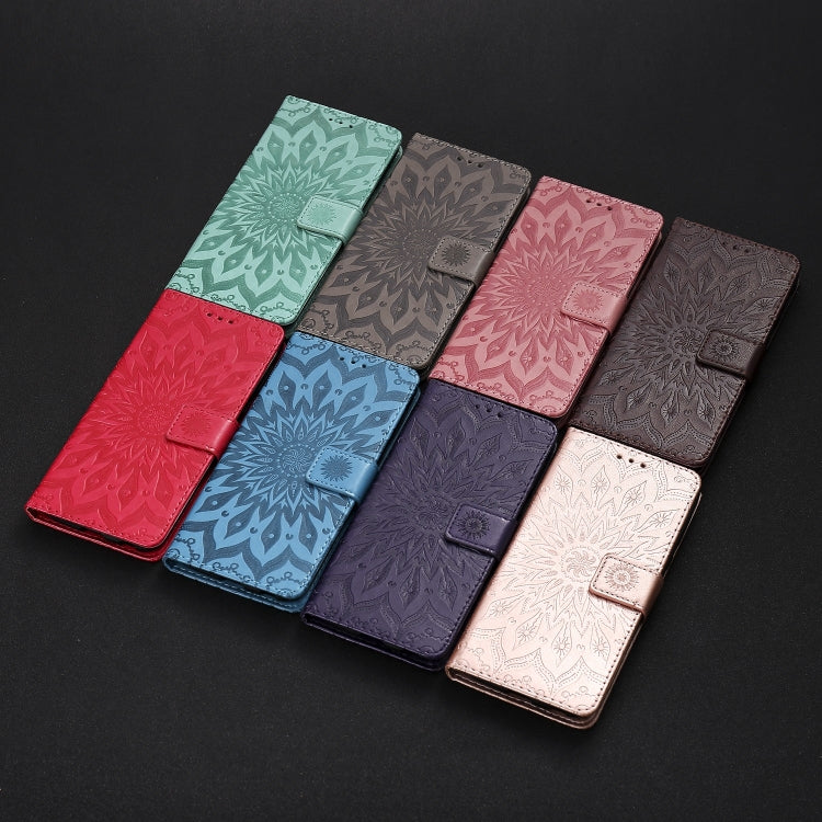 Per iPhone 11 Custodia in pelle PU a vibrazione orizzontale con motivo a girasole con stampa pressata, con supporto e slot per schede e portafoglio e cordino, For iPhone 11