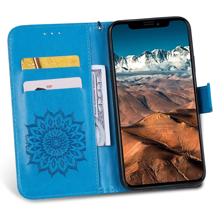 Per iPhone 11 Pro Max Stampa pressata Custodia in pelle PU a vibrazione orizzontale con motivo a girasole, con supporto e slot per schede e portafoglio e cordino, For iPhone 11 Pro Max