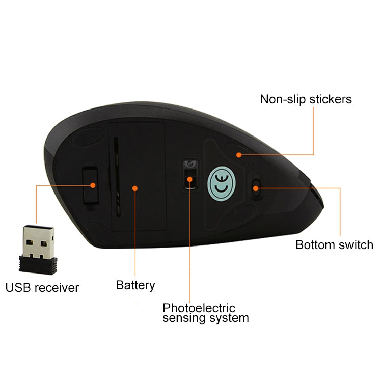 Versione a batteria Mouse wireless Mouse ottico verticale da 2,4 GHz, Battery Version (Black), Battery Version (White)