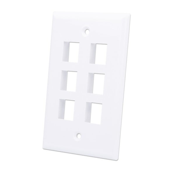 Placca per frutti keystone 6 posti bianca Intellinet 766623163323 163323 02270