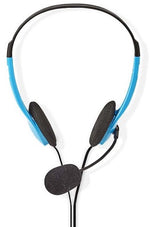 Cuffia per PC ad archetto blu con microfono e doppio jack 3,5 mm 5412810286850 CHST100BU 02275