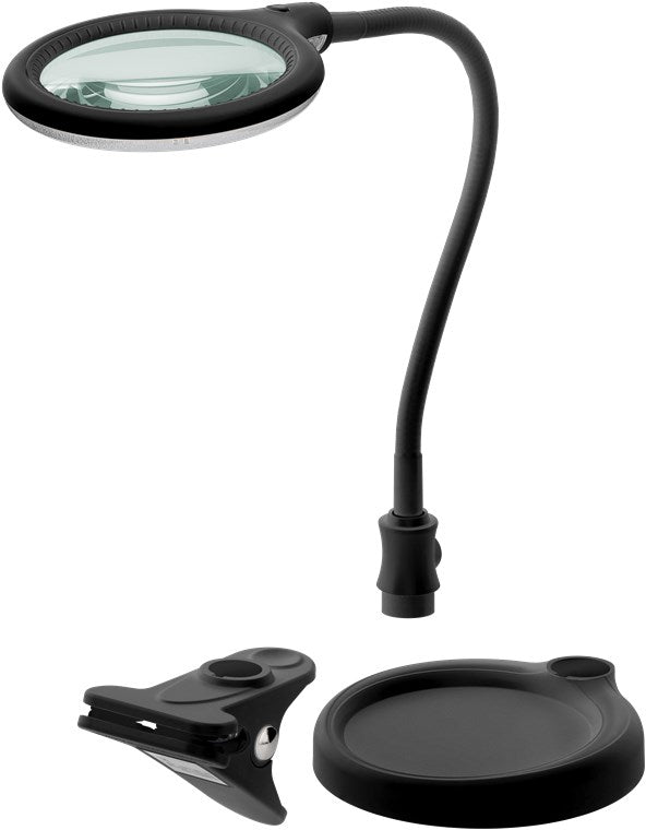 LED lampada d'ingrandimento morsetto/tavolo 6 W nero