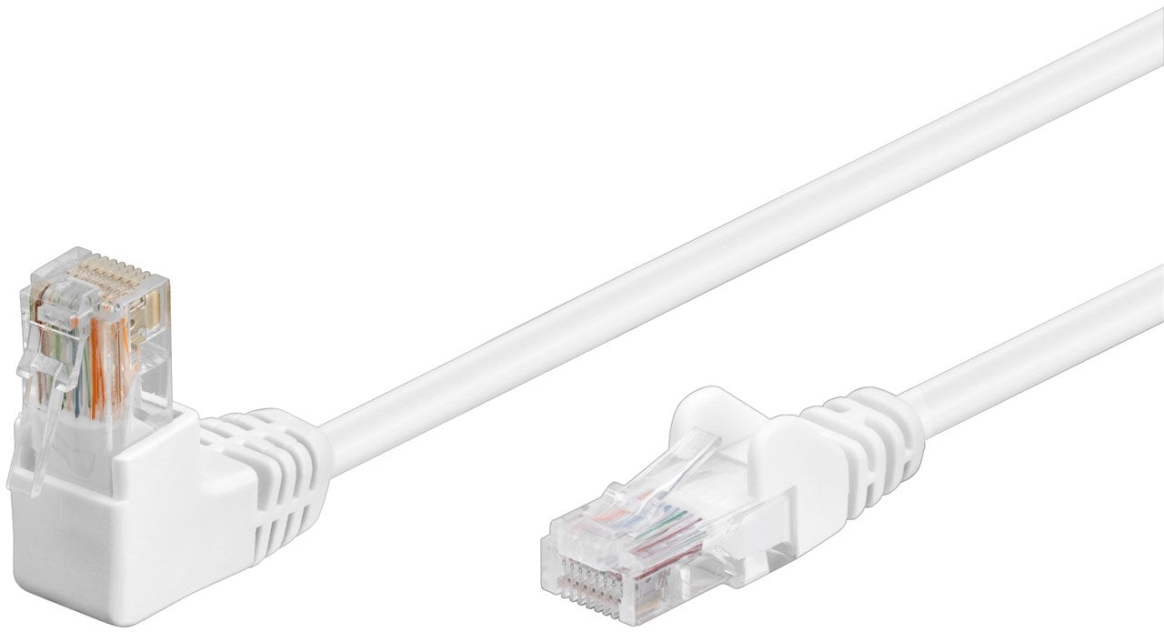 CAT 5e cavo patch 1x 90° angolato U/UTP bianco 025 m