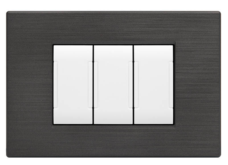 Placca tecnopolimero spazzolato 3 posti antracite compatibile Living International EL061 0793541336553