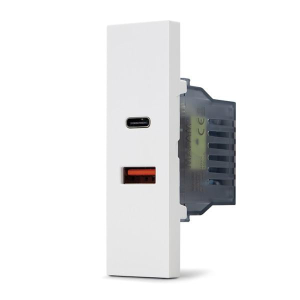 Doppia presa caricabatteria USB A e USB C 5V 2,4A bianco linea ZEN N233B 0793541341366 08784