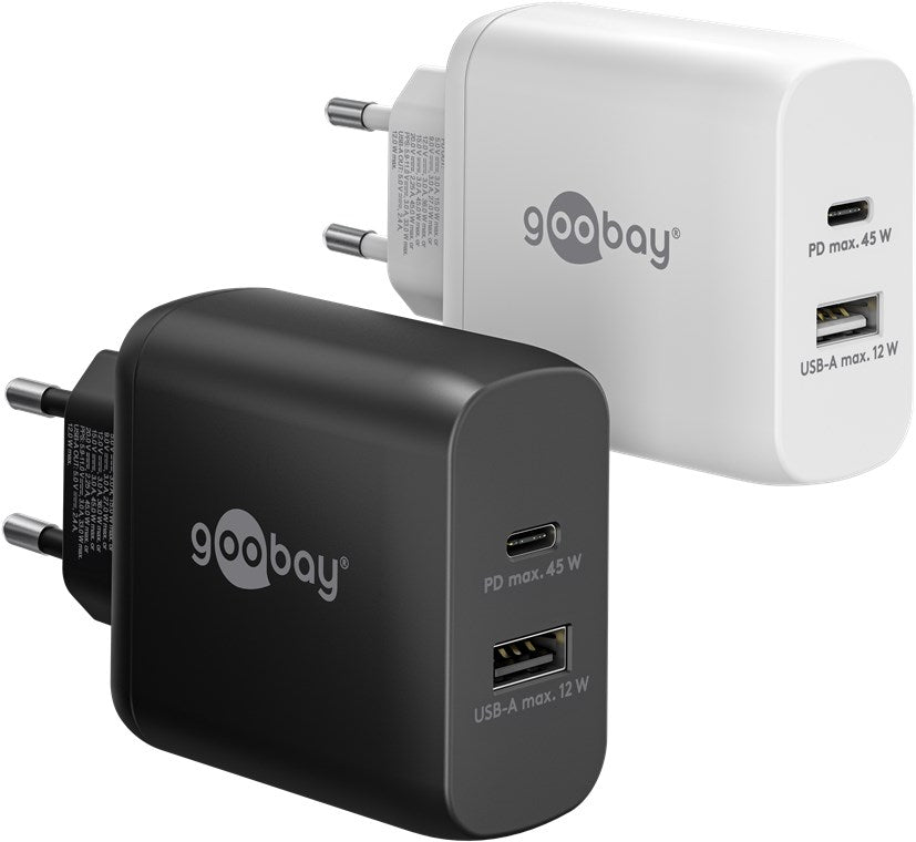 Caricatore rapido doppio USB-C PD GaN 45 W bianco
