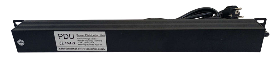 Multipresa 8 posti Schuko per armadio rack 19" con interruttore luminoso E6000