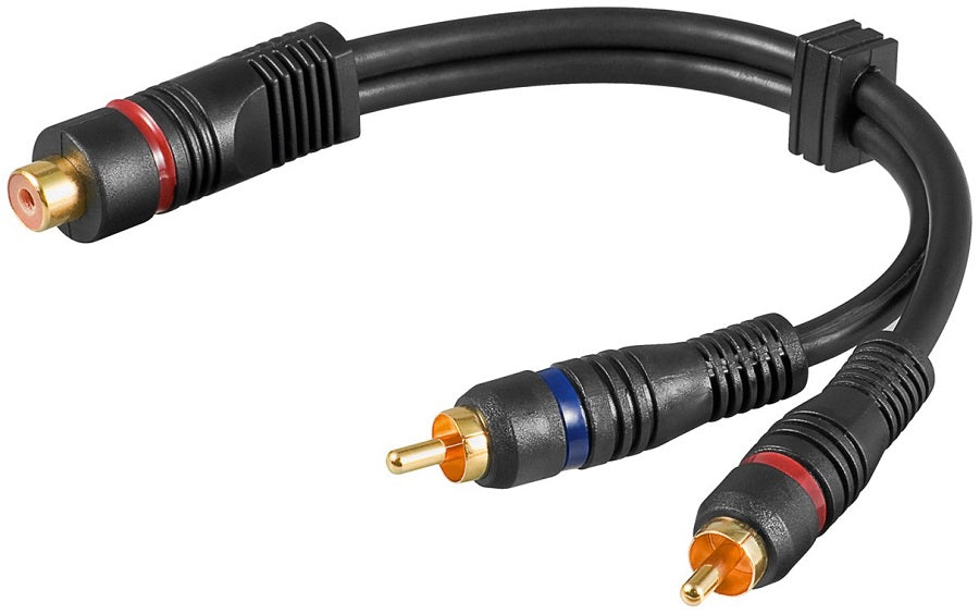 Cavo adattatore audio RCA femmina-2 RCA maschio a doppia schermatura