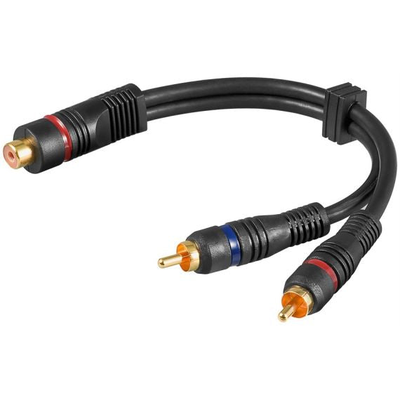 Cavo adattatore audio RCA femmina-2 RCA maschio a doppia schermatura