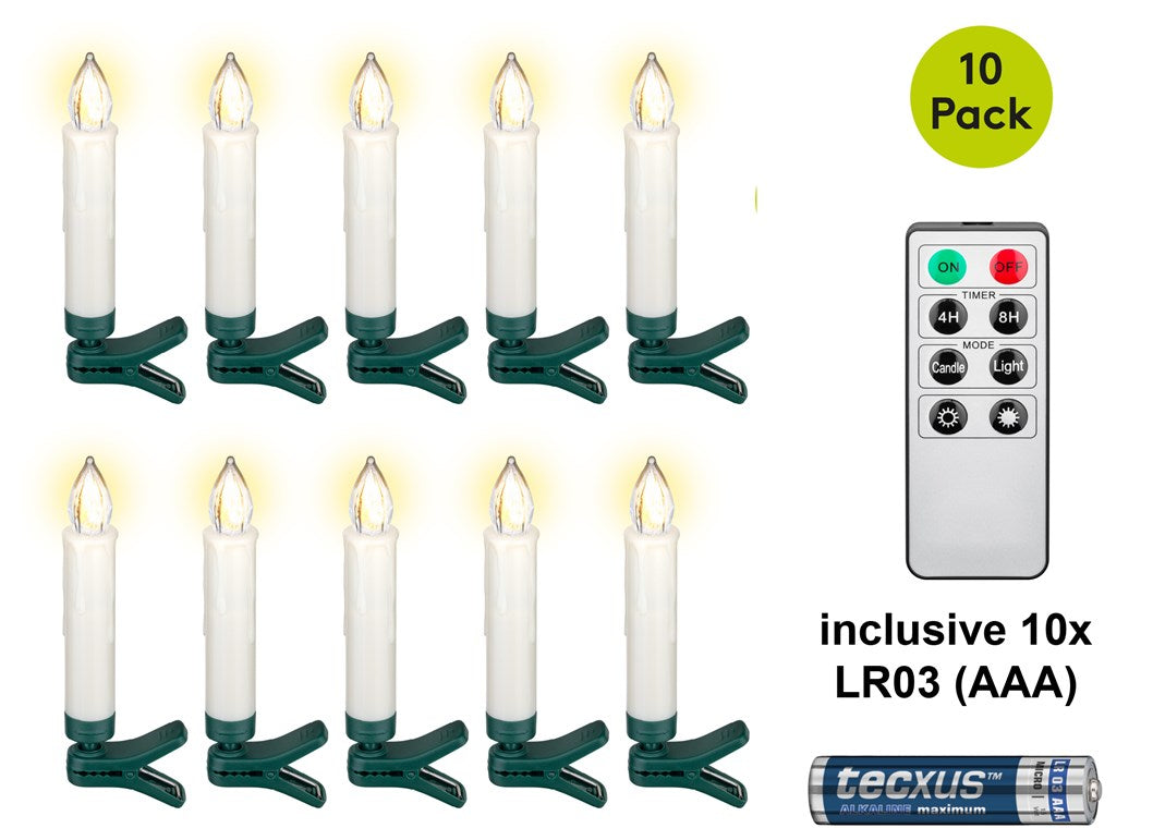 10 candele senza fili per l'albero di Natale a LED incl. 20x AAA LR03