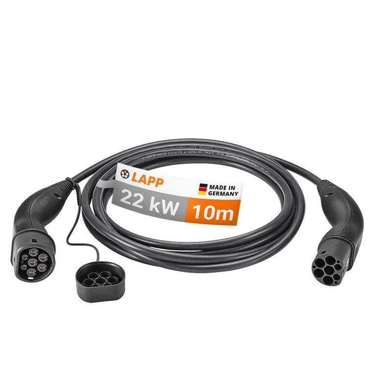 Cavo di ricarica di Tipo 2 fino a 22 kW m nero 5555934032 32 A trifase per la ricarica di auto ibride ed elettriche con connessione di Tipo 2