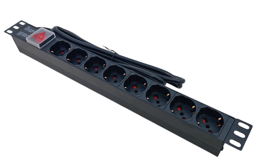 Multipresa 8 posti spina europea per armadio rack 19" con interruttore luminoso EL-LDM-PDU-16A 8053323556336