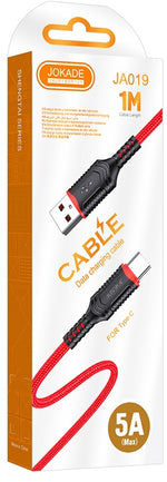Cavo per ricarica e sincronizzazione type C 1m 5A rosso JA019 6921042127521 F4415
