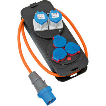 Camping distribution box with CEE plug / Brennenstuhl power distributor 16A for camping and permanent outdoor use IP44 (Camping power distributor with 1.50 m cable in orange )